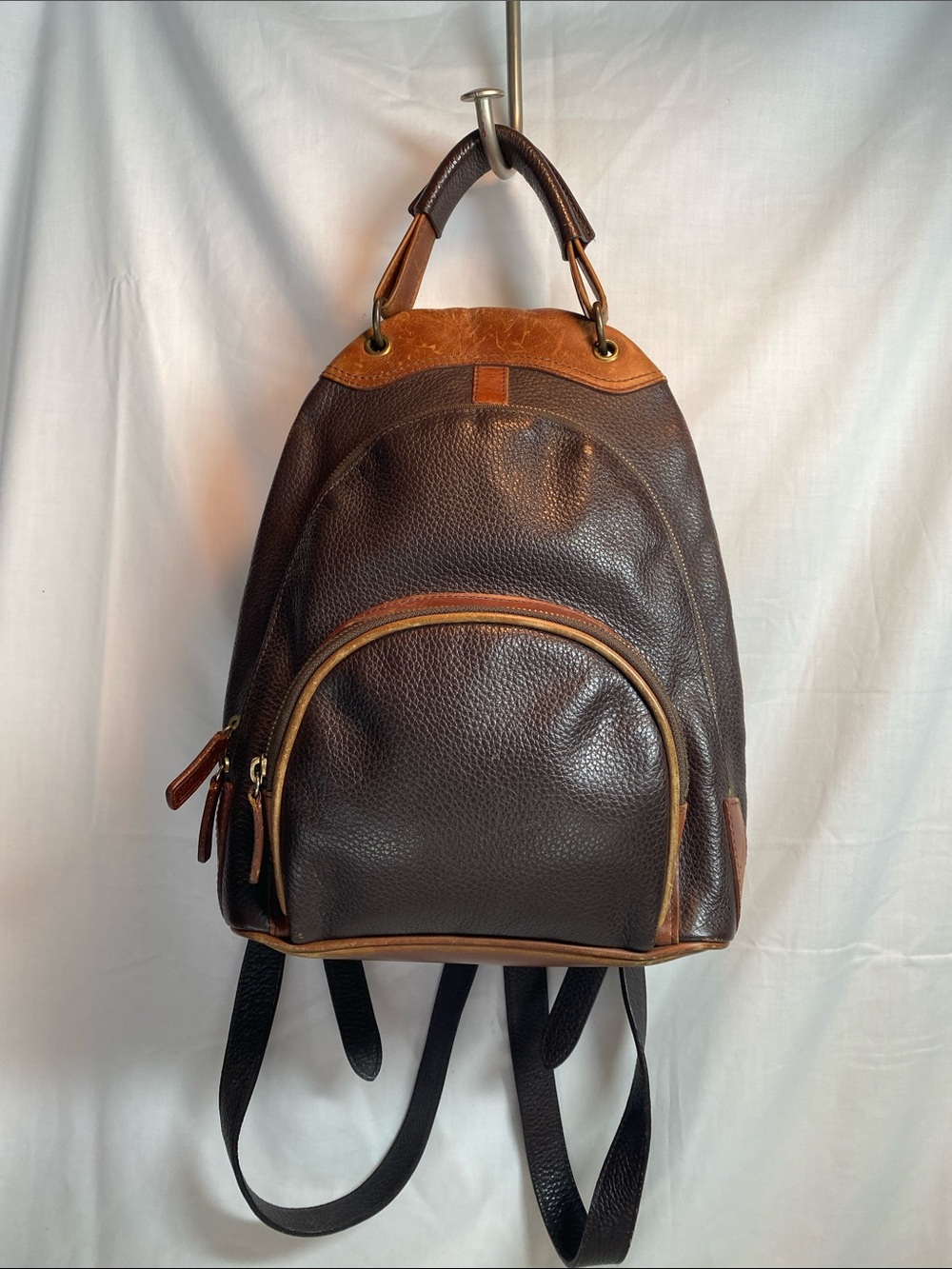 M London Leather Brown Two-Tone Backpack